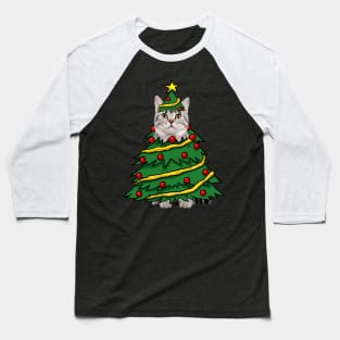 American Shorthair Christmas Tree Funny Xmas Cat Lover Baseball T-Shirt